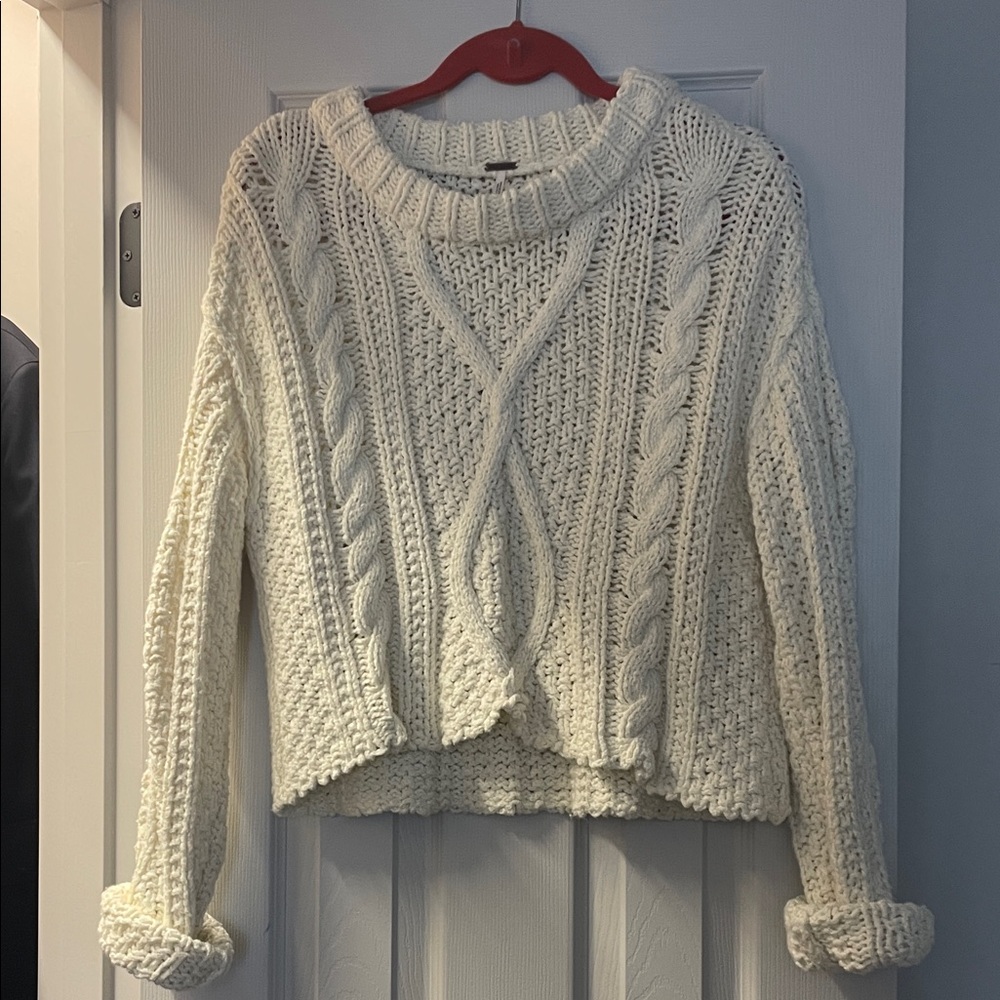 Free people Cream Cable Knit Sweater
